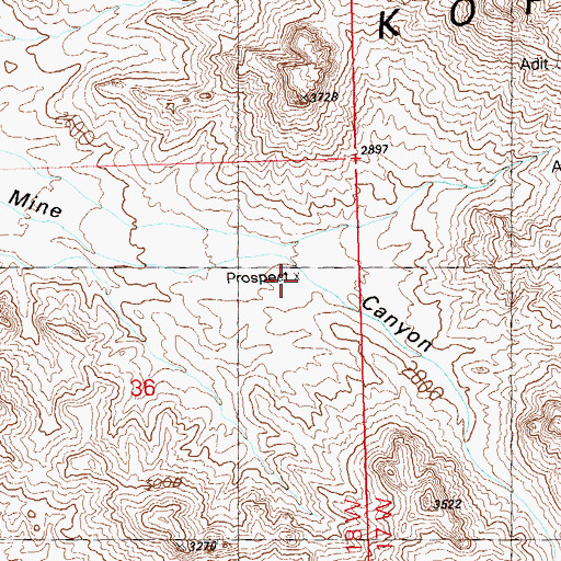 Topographic Map of Tunnel Spring Mine, AZ