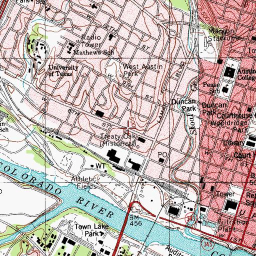 Topographic Map of Overton Elementary School, TX