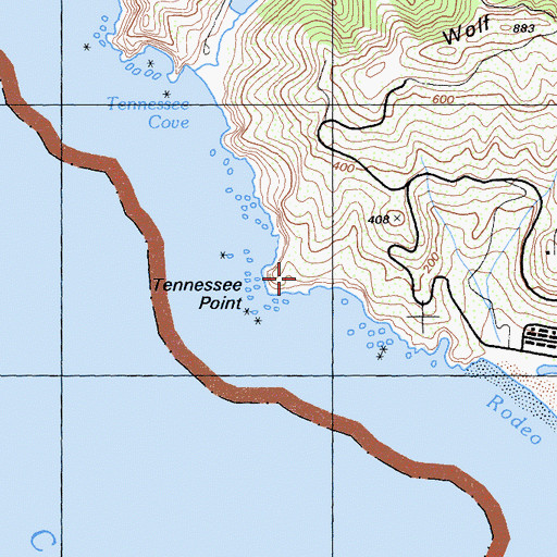 Topographic Map of Tennessee Point, CA