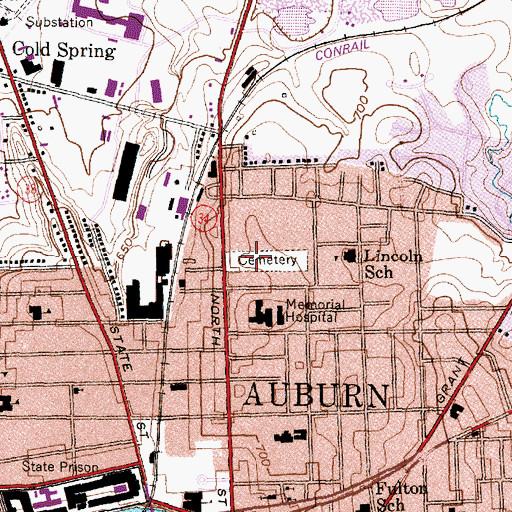 Topographic Map of North Street Cemetery, NY