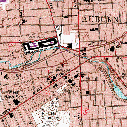 Topographic Map of Saint Mary's Roman Catholic Church, NY