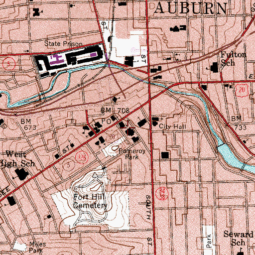 Topographic Map of Cayuga County Jail, NY
