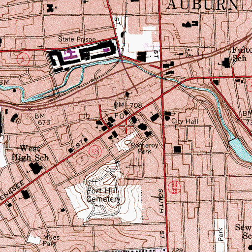 Topographic Map of Cayuga County Office Building, NY