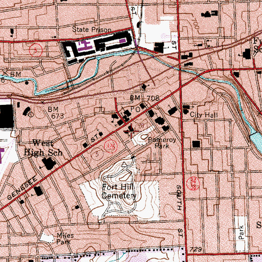 Topographic Map of Case Memorial Building, NY