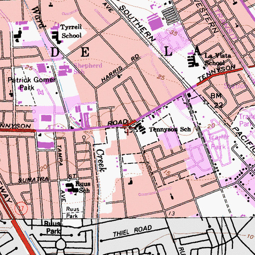 Topographic Map of Tennyson School, CA