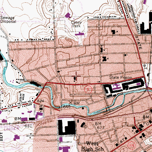 Topographic Map of Saint Aloysious Roman Catholic Church, NY