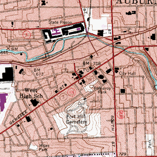 Topographic Map of First Baptist Church, NY