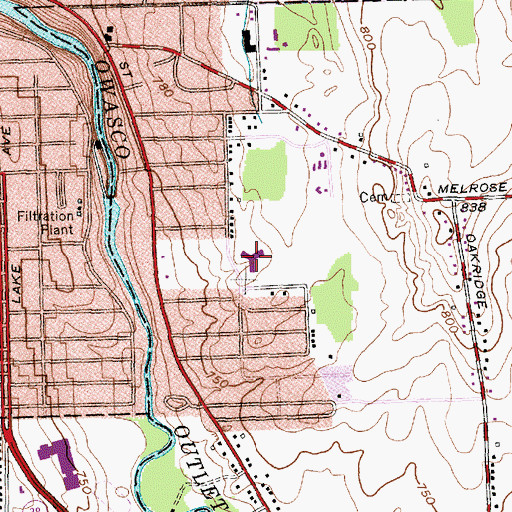 Topographic Map of Owasco Elementary School, NY