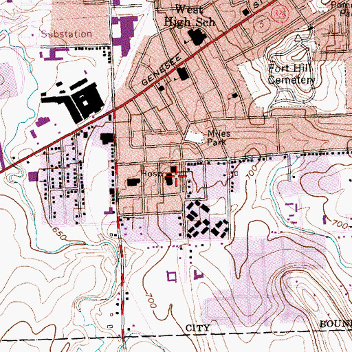 Topographic Map of Mercy Hospital of Auburn, NY