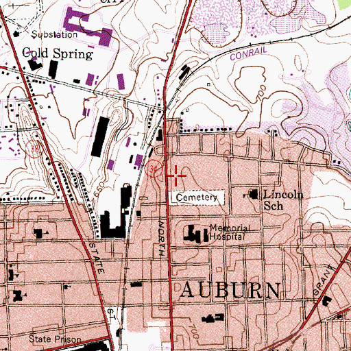 Topographic Map of Cayuga County Rehabilitation Center, NY