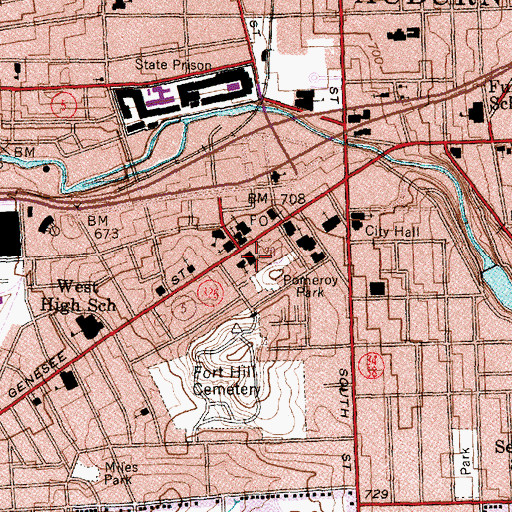 Topographic Map of Central Church of Christ, NY
