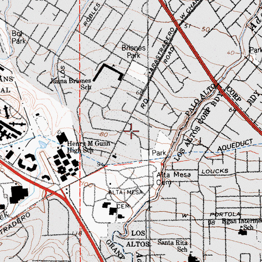 Topographic Map of Terman Middle School, CA