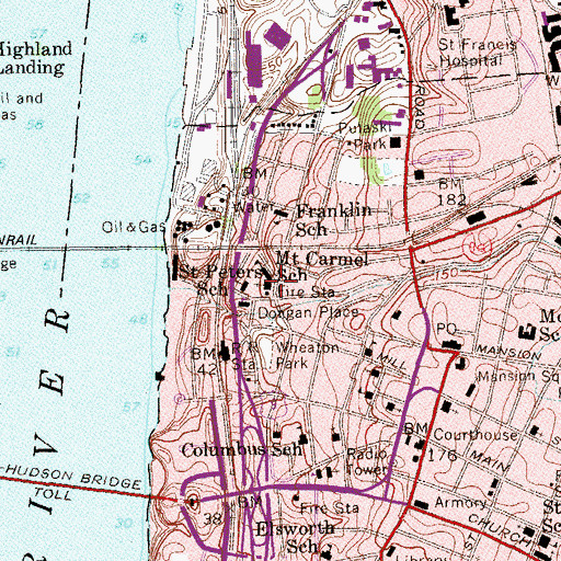 Topographic Map of Our Lady of Mount Carmel Roman Catholic Church, NY