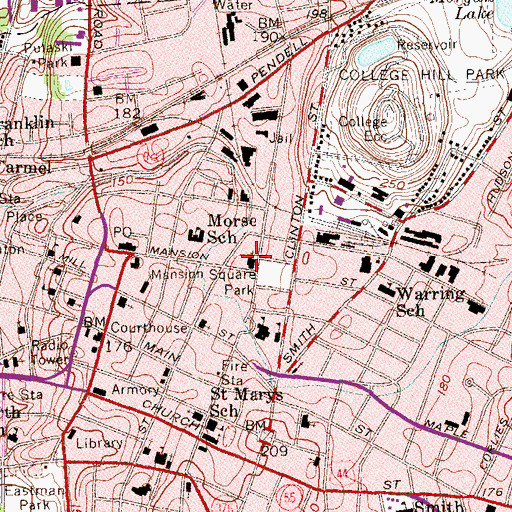 Topographic Map of Saint Pauls Episcopal Church, NY
