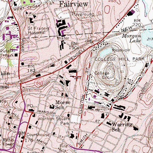 Topographic Map of Dutchess County Jail, NY
