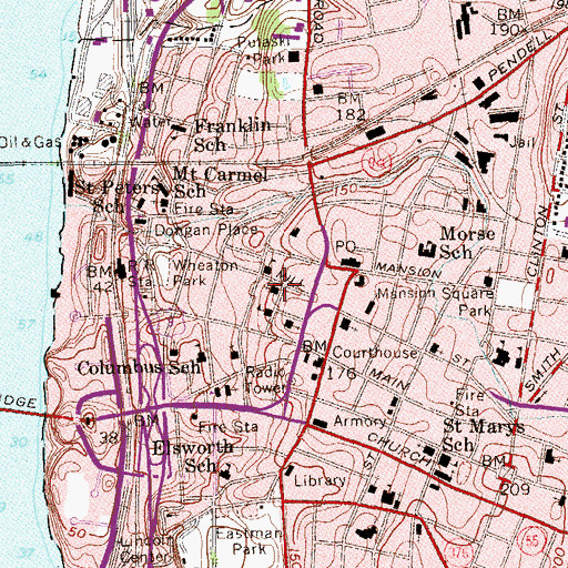 Topographic Map of Second Baptist Church, NY