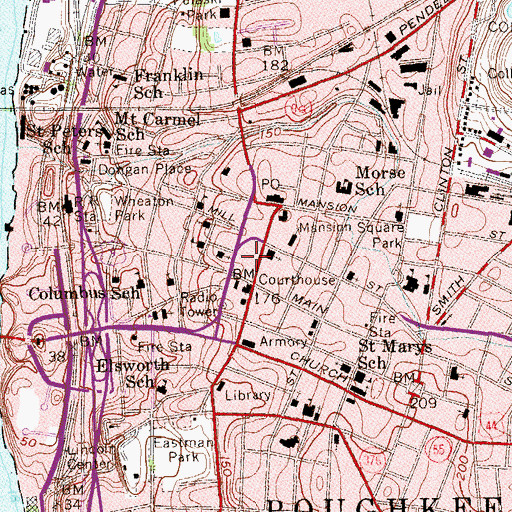 Topographic Map of Mid-Hudson Civic Center, NY