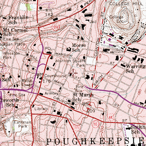 Topographic Map of First German Evangelical Lutheran Church, NY