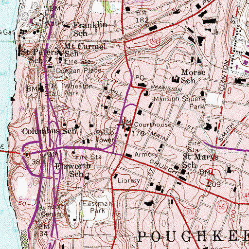 Topographic Map of Mid-Hudson Arts And Science Center, NY