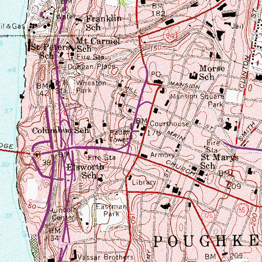 Topographic Map of Saint John The Baptist Roman Catholic Church, NY