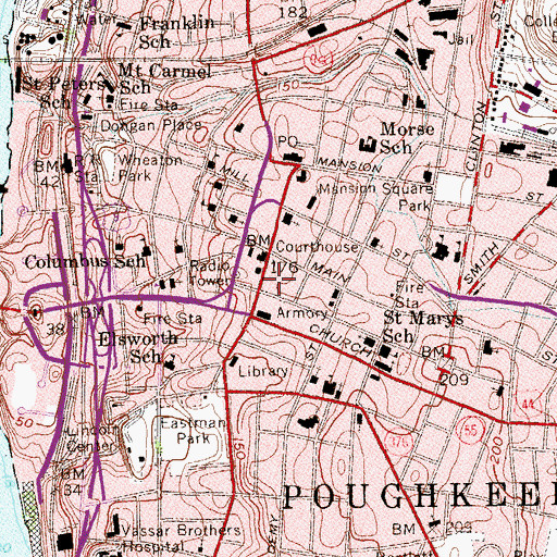 Topographic Map of Bardavon Building, NY
