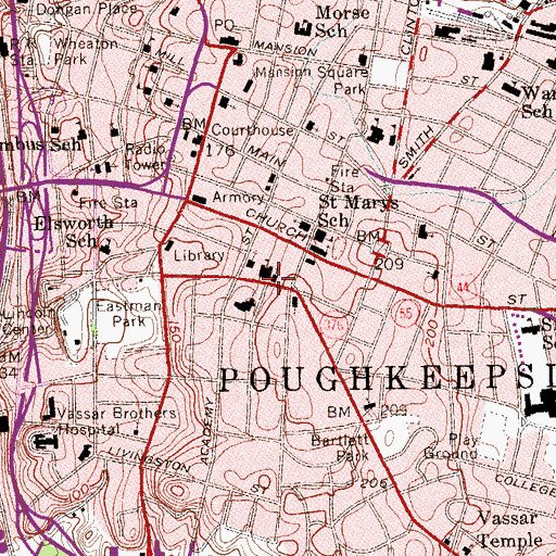 Topographic Map of Mid-Hudson Church of Christ, NY