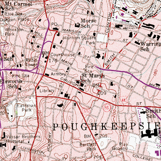 Topographic Map of First Presbyterian Church, NY
