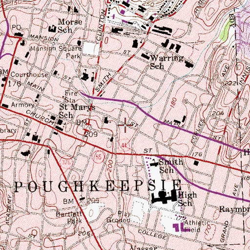 Topographic Map of O H Booth Hose Company Number 2 (historical), NY
