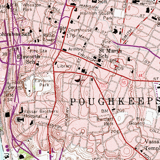 Topographic Map of Christ Episcopal Church, NY