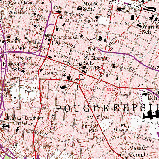 Topographic Map of Trinity Square, NY