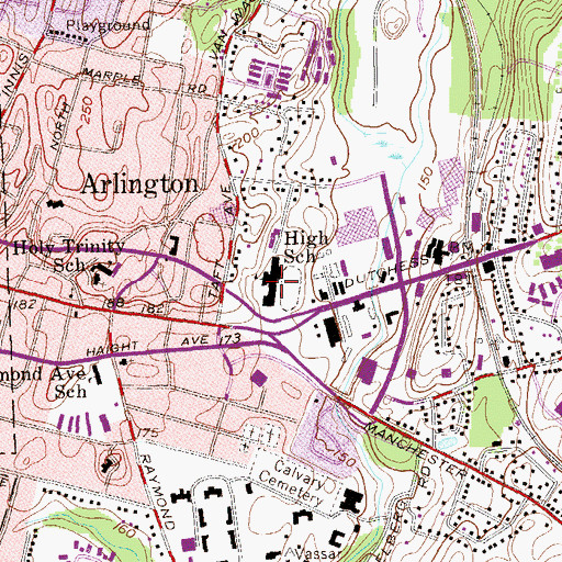 Topographic Map of Arlington Middle School, NY