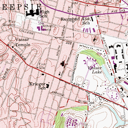 Topographic Map of Temple Beth-El, NY