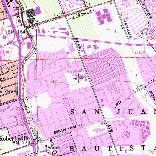 Topographic Map of Terrell Elementary School, CA