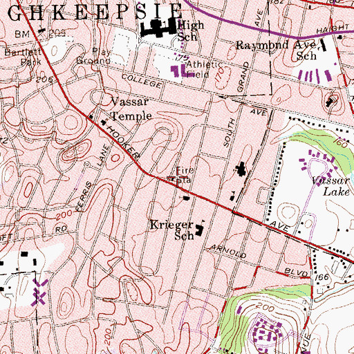 Topographic Map of Poughkeepsie Fire Station Number 7, NY