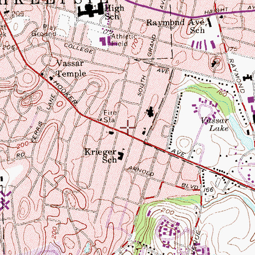 Topographic Map of Hooker Plaza Shopping Center, NY