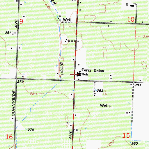 Topographic Map of Terry Elementary School, CA