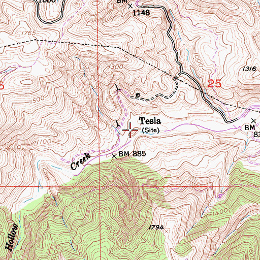 Topographic Map of Tesla, CA