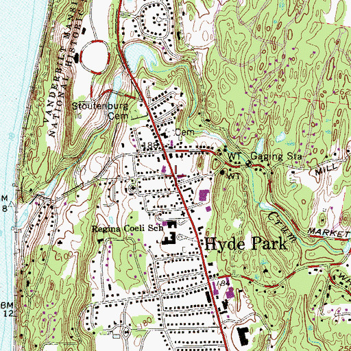 Topographic Map of James Roosevelt Memorial Library, NY