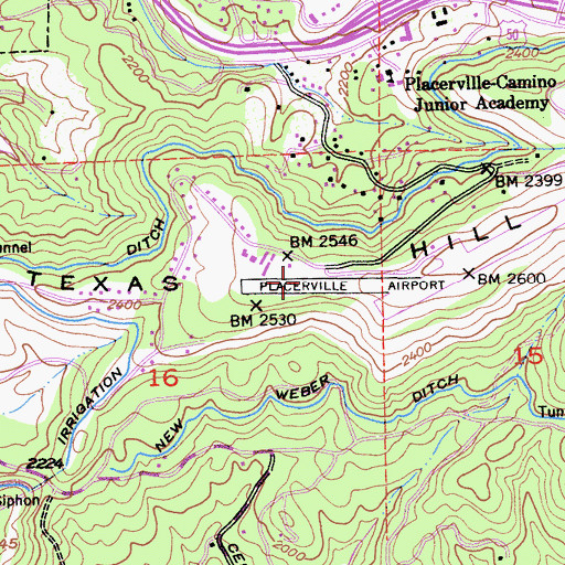 Topographic Map of Texas Hill, CA