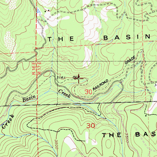 Topographic Map of The Basin, CA