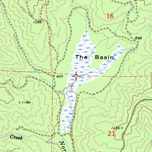 Topographic Map of The Basin, CA
