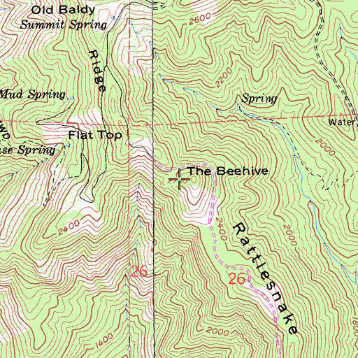 Topographic Map of The Beehive, CA