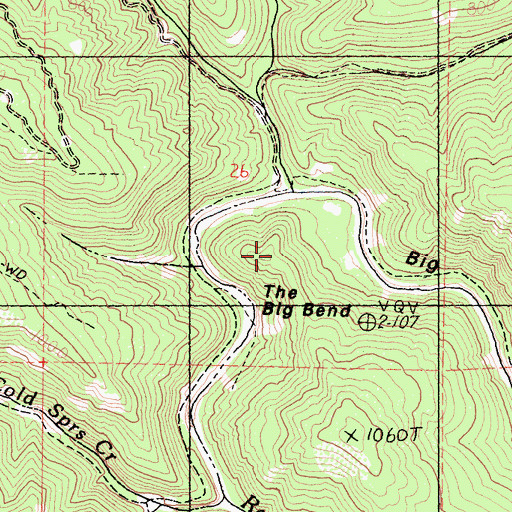 Topographic Map of The Big Bend, CA