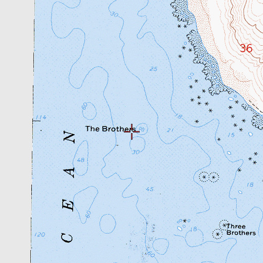 Topographic Map of The Brothers, CA