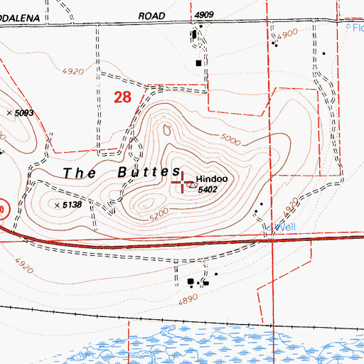 Topographic Map of The Buttes, CA