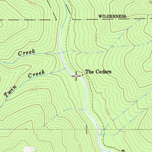 Topographic Map of The Cedars, CA