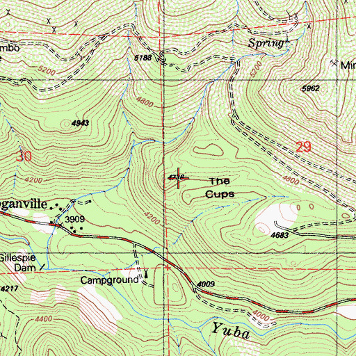 Topographic Map of The Cups, CA