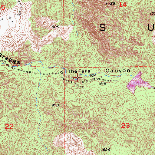 Topographic Map of The Falls, CA
