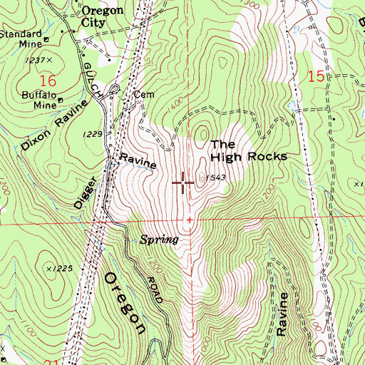 Topographic Map of The High Rocks, CA