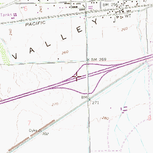 Topographic Map of Wellton Underpass, AZ